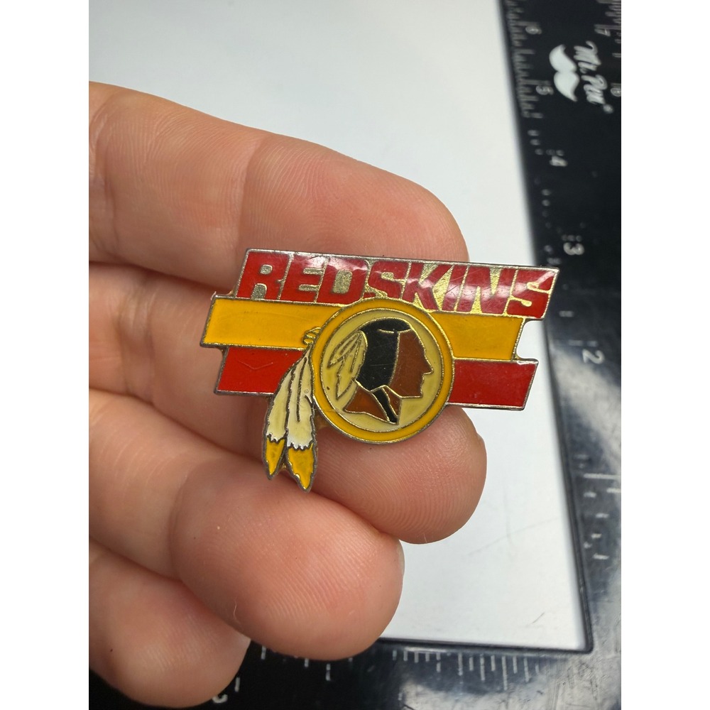 Vintage Washington Redskins NFL Enamel Lapel Pin Football Memorabilia Red Yellow